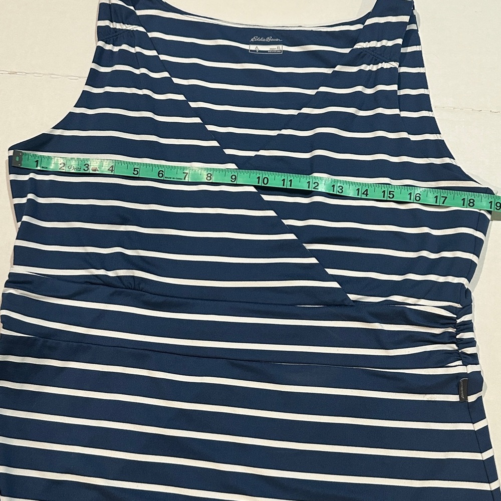Striped Navy and White Sleeveless Dress - Picture 4 of 7